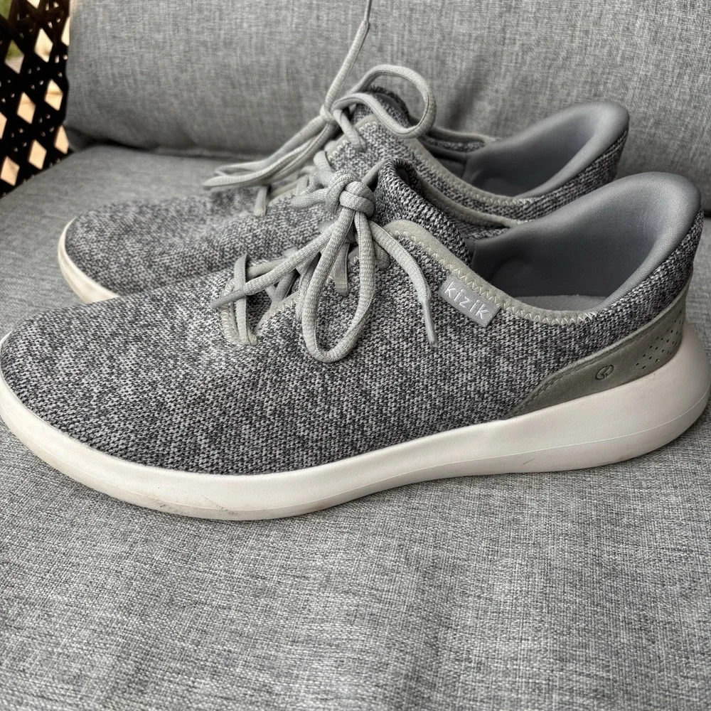 Kizik Madrid Eco Knit Shoes Heather Gray Lace Up Sneakers Mens 10 Womens 11.5